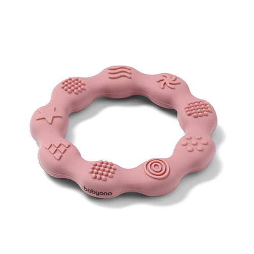 Silikónové ortho hryzatko Baby Ono Ring ružové